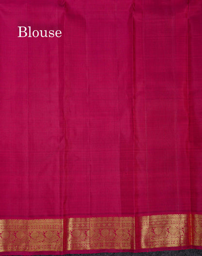 Beautiful Dual Tone Orange Pure Kanjivaram Silk Saree With Contrast Maroon Traditional Medium Border