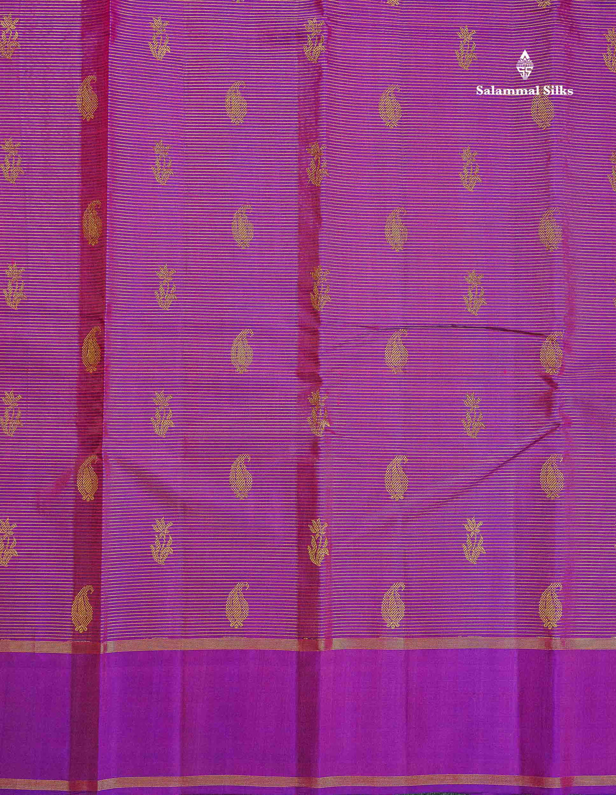 Pure Kanjivaram Silk Saree - Vadamalli Colour Body Vaira Oosi Lines With Butta & Plain Border