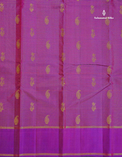 Pure Kanjivaram Silk Saree - Vadamalli Colour Body Vaira Oosi Lines With Butta & Plain Border