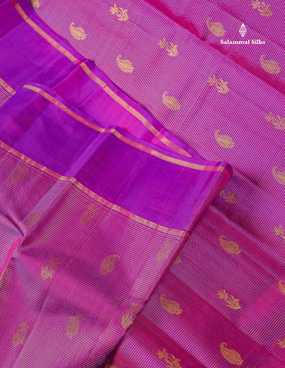 Pure Kanjivaram Silk Saree - Vadamalli Colour Body Vaira Oosi Lines With Butta & Plain Border