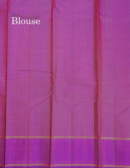 Pure Kanjivaram Silk Saree - Vadamalli Colour Body Vaira Oosi Lines With Butta & Plain Border