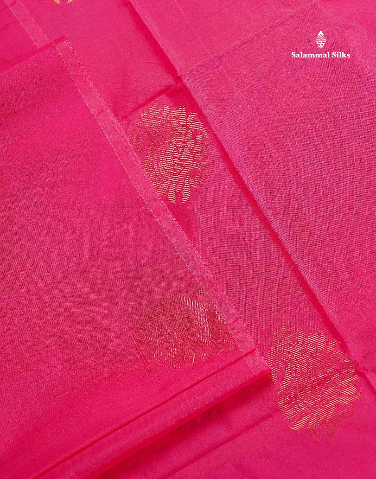 SICO Cotton Saree - Pink Colour Body Zari Butta With Contrast Sapphire Green Blouse