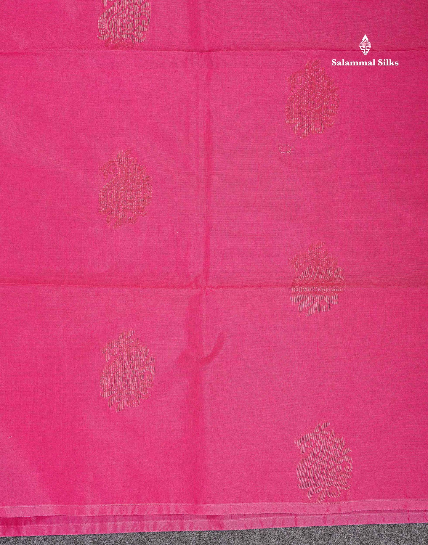 SICO Cotton Saree - Pink Colour Body Zari Butta With Contrast Sapphire Green Blouse