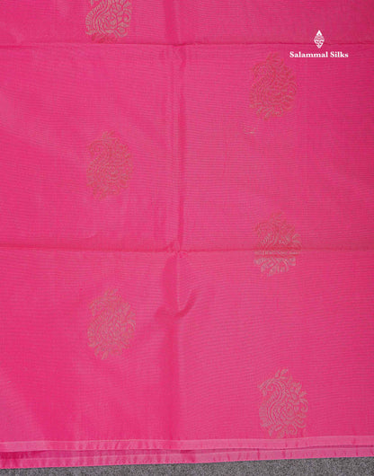SICO Cotton Saree - Pink Colour Body Zari Butta With Contrast Sapphire Green Blouse