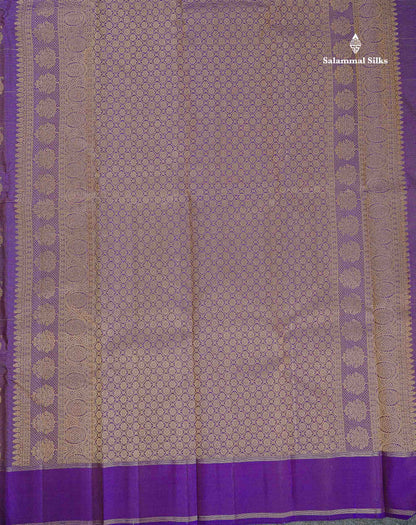 Pure Kanjivaram Silk Saree - Vadamalli Colour Body Vaira Oosi Lines With Butta & Plain Border