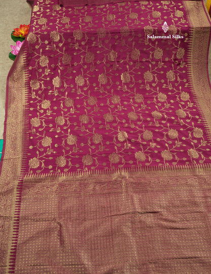 Bottle Green Semi Georgette Saree With Fancy Self Border
