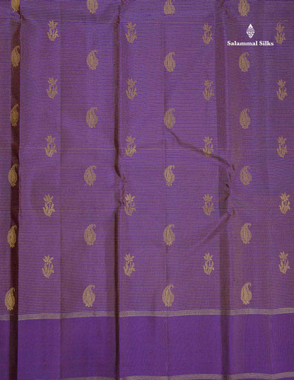 Pure Kanjivaram Silk Saree - Vadamalli Colour Body Vaira Oosi Lines With Butta & Plain Border