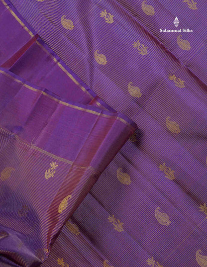 Pure Kanjivaram Silk Saree - Vadamalli Colour Body Vaira Oosi Lines With Butta & Plain Border