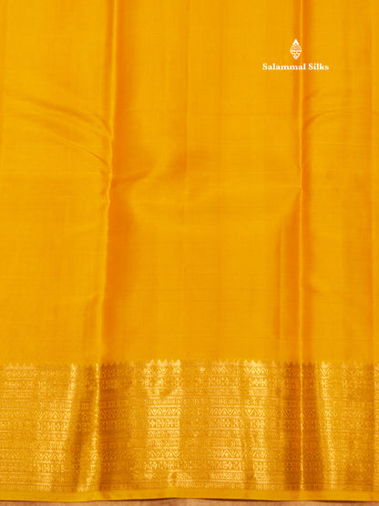 Mustard Yellow Colour Plain Pure Kanjivaram Silk Saree With Gold Zari Border
