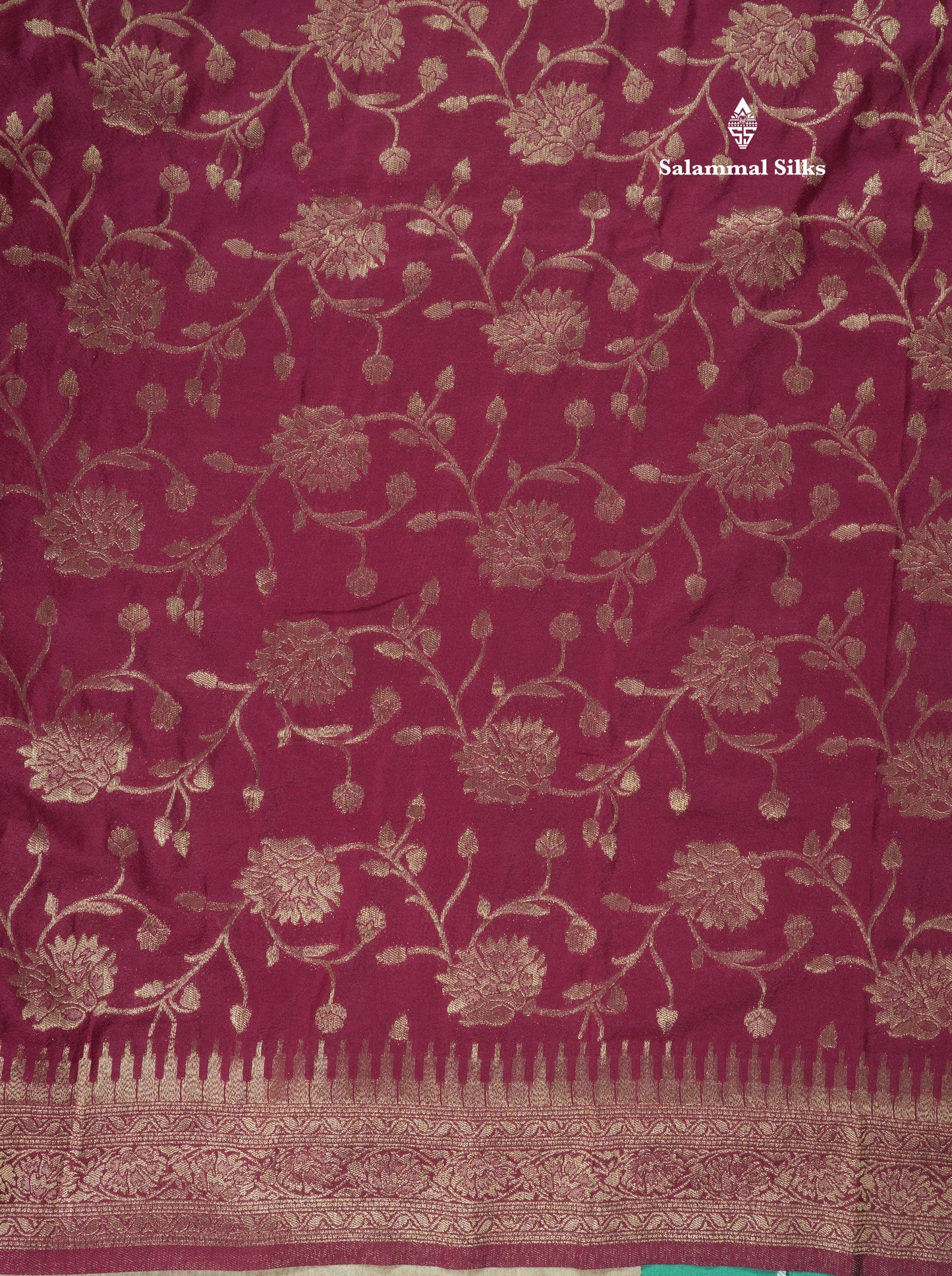 Bottle Green Semi Georgette Saree With Fancy Self Border