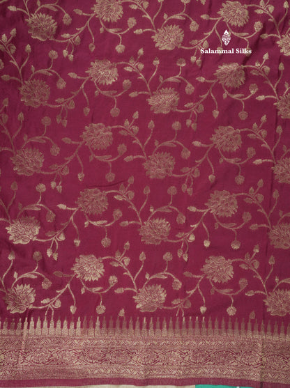 Bottle Green Semi Georgette Saree With Fancy Self Border