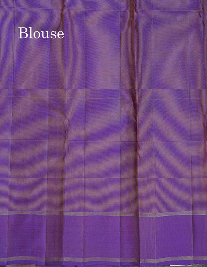Pure Kanjivaram Silk Saree - Vadamalli Colour Body Vaira Oosi Lines With Butta & Plain Border