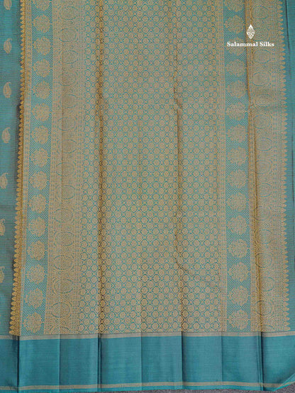 Pure Kanjivaram Silk Saree - Vadamalli Colour Body Vaira Oosi Lines With Butta & Plain Border