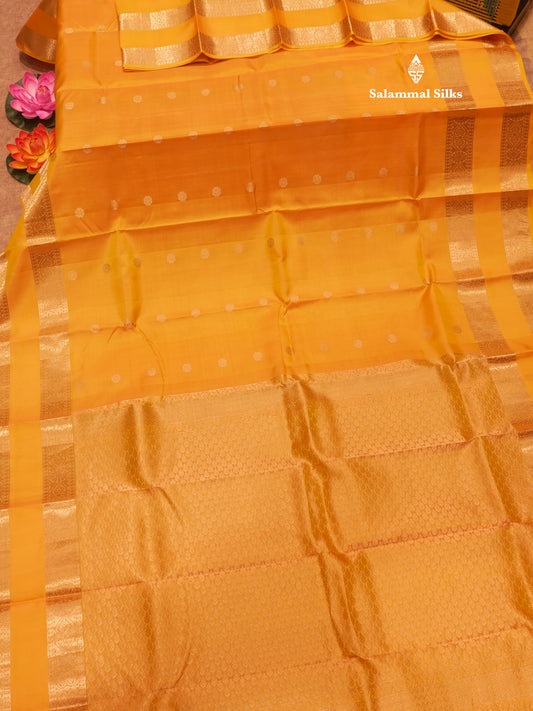 Mango Yellow Colour Pure Kanjivaram Silk Saree With Double Border