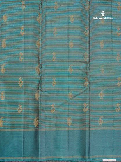 Pure Kanjivaram Silk Saree - Vadamalli Colour Body Vaira Oosi Lines With Butta & Plain Border