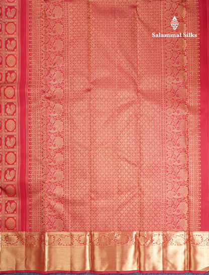 Reddish Maroon Zari checks With Traditional Buttas Bridal Pure Kanjivaram Silk Saree