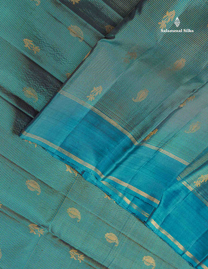 Pure Kanjivaram Silk Saree - Vadamalli Colour Body Vaira Oosi Lines With Butta & Plain Border