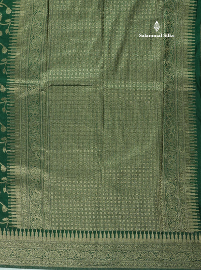 Bottle Green Semi Georgette Saree With Fancy Self Border