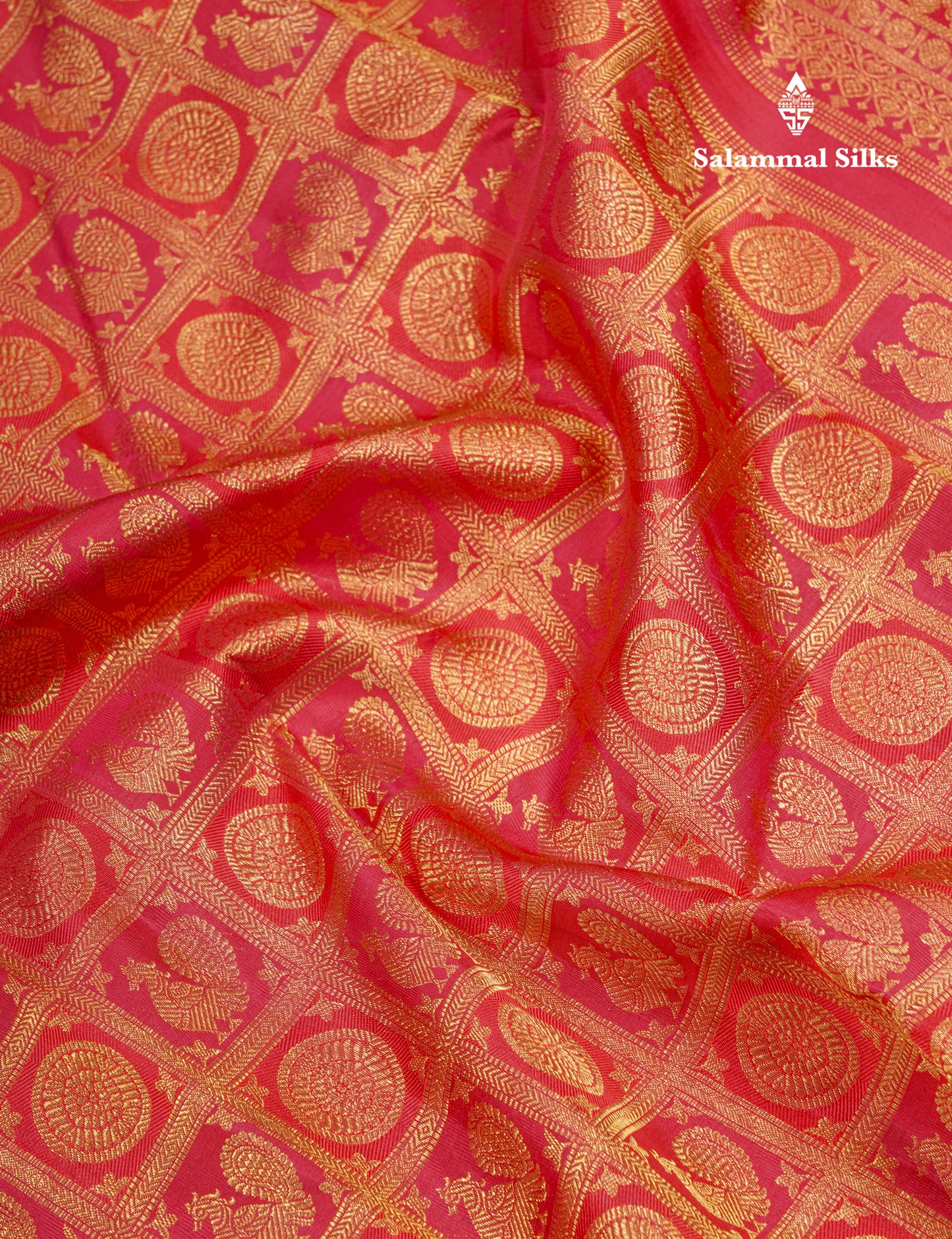 Reddish Maroon Zari checks With Traditional Buttas Bridal Pure Kanjivaram Silk Saree