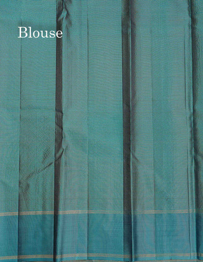 Pure Kanjivaram Silk Saree - Vadamalli Colour Body Vaira Oosi Lines With Butta & Plain Border