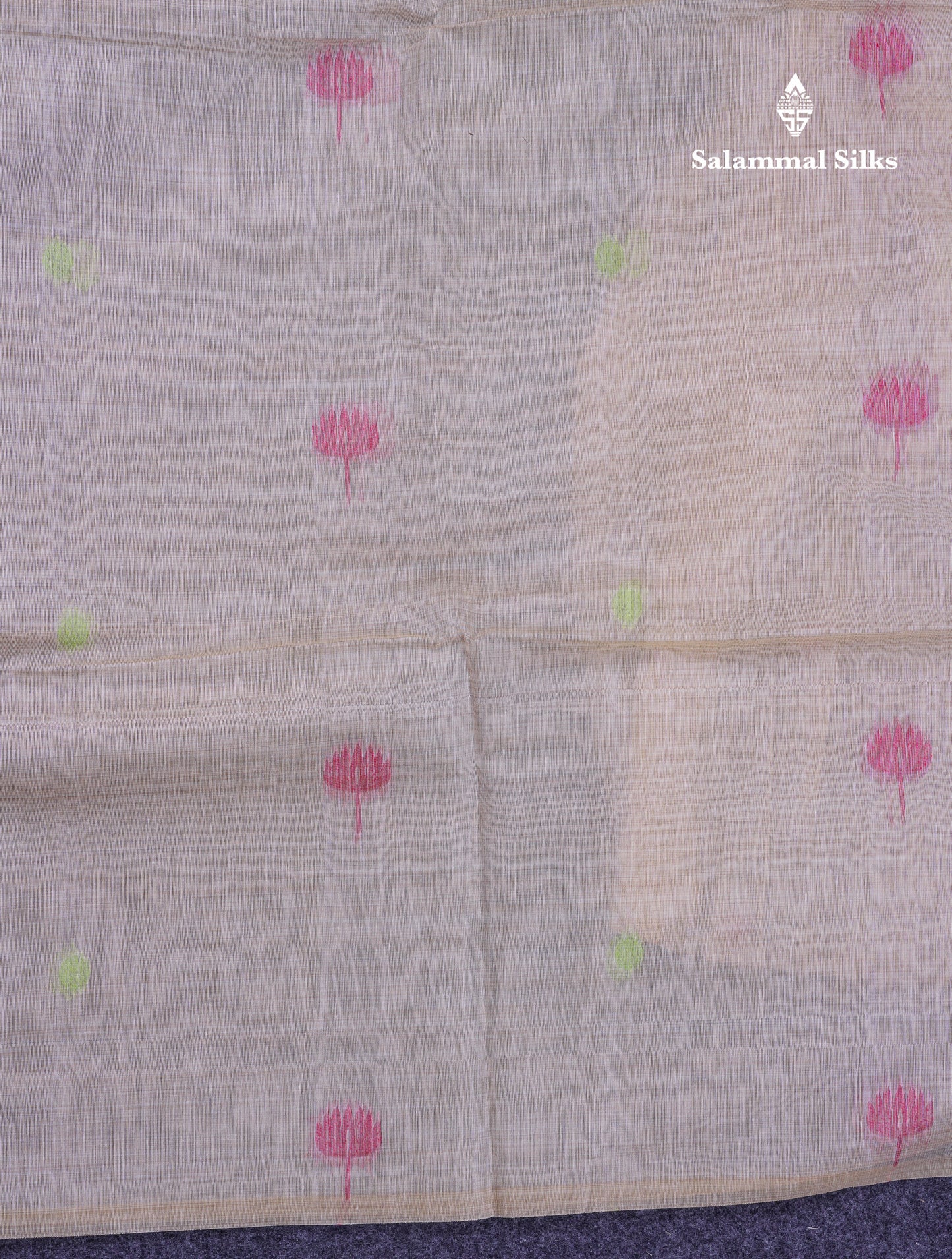Beautiful Cream Sandal Thread Work Butta Muga Cotton Saree With Blouse