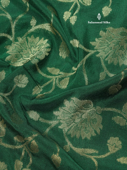 Bottle Green Semi Georgette Saree With Fancy Self Border