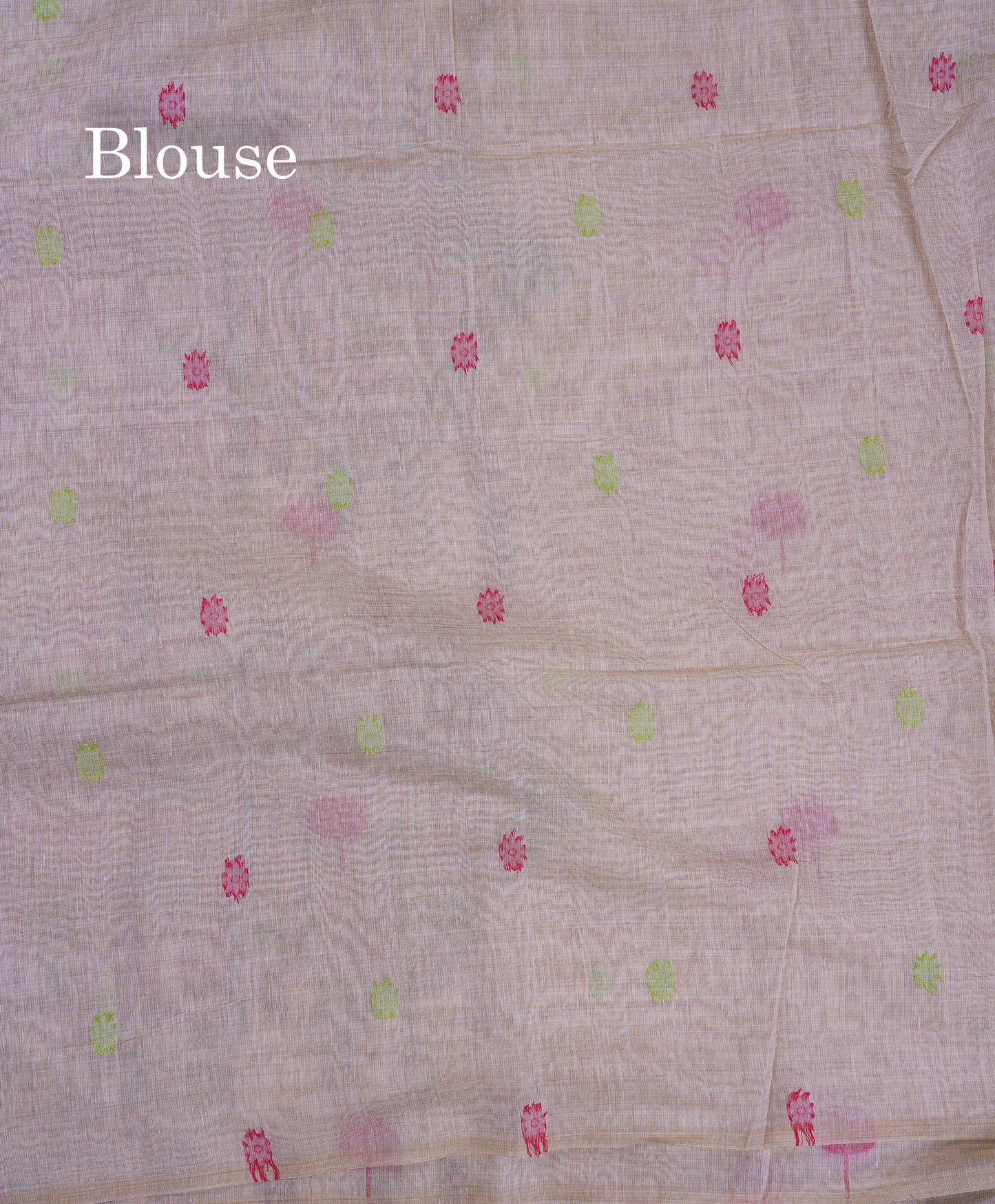 Beautiful Cream Sandal Thread Work Butta Muga Cotton Saree With Blouse