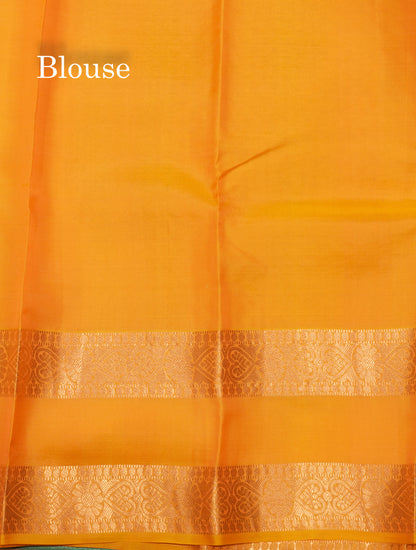 Mango Yellow Colour Pure Kanjivaram Silk Saree With Double Border