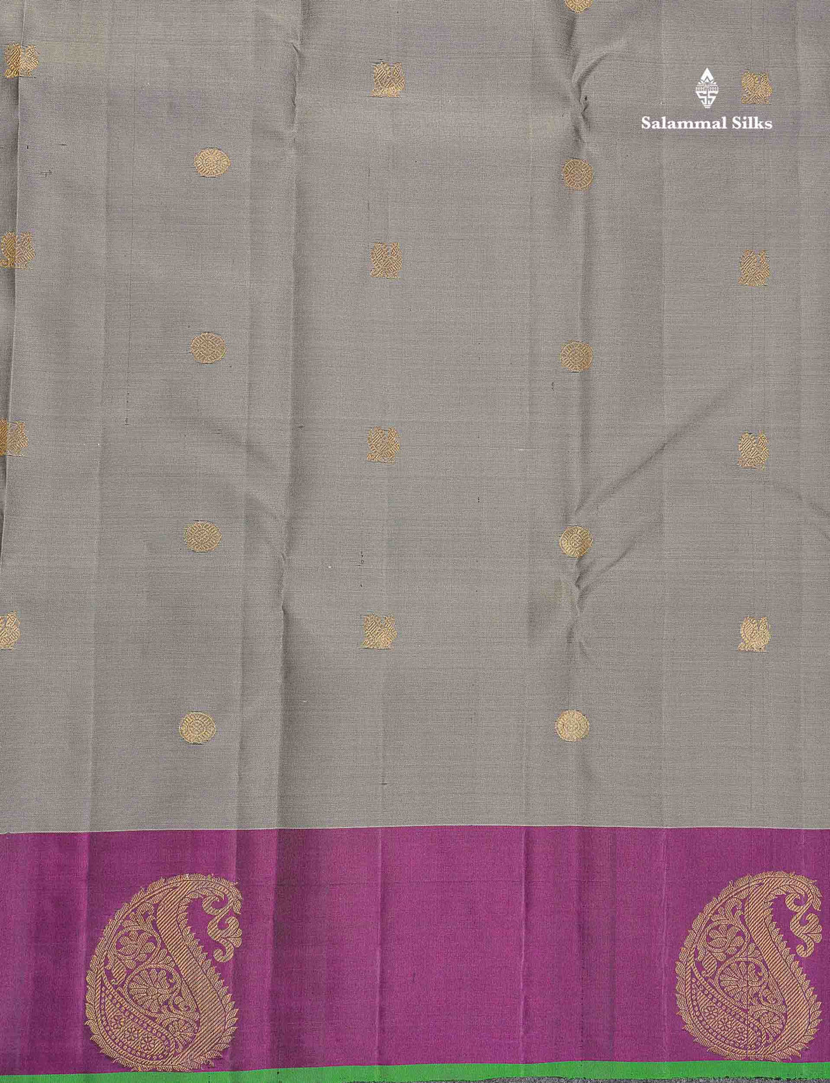 Pure Kanjivaram Silk Saree - Bottle Green Colour Body Zari Butta With Dual Tone Maroon Border