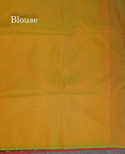 SICO Cotton Saree - Dark Maroon Colour Body Small Zari Butta With Contrast Manthulir Yellow Blouse