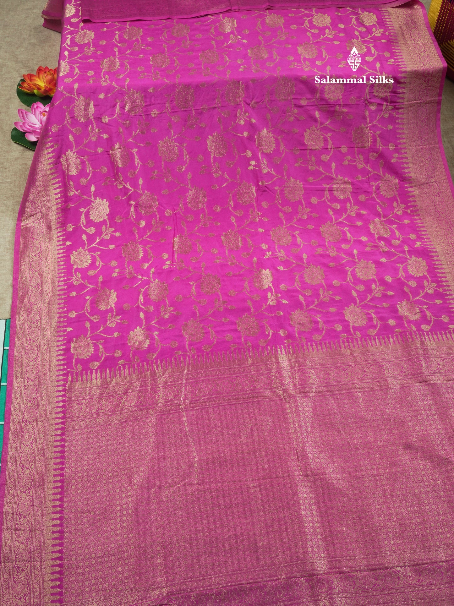 Bottle Green Semi Georgette Saree With Fancy Self Border