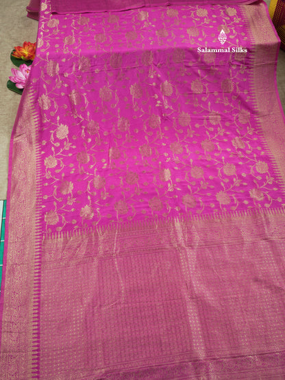 Bottle Green Semi Georgette Saree With Fancy Self Border