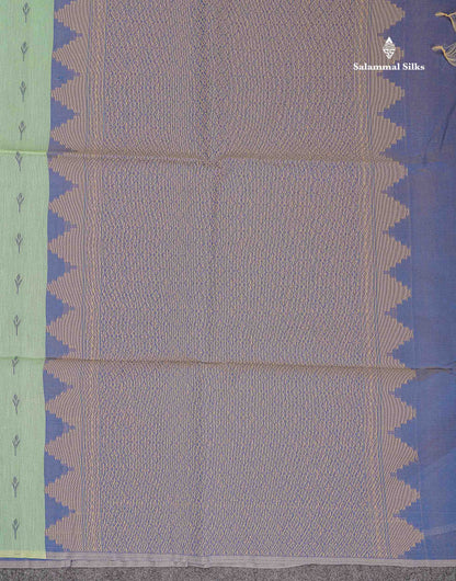 Rexona Green Beautiful Fancy Kora Cotton Saree With Contrast Blue Blouse