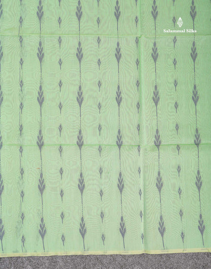 Rexona Green Beautiful Fancy Kora Cotton Saree With Contrast Blue Blouse