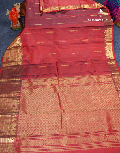 Maroon Pure Kanjivaram Silk Saree With Traditional Long Pallaku Evening Morning Border