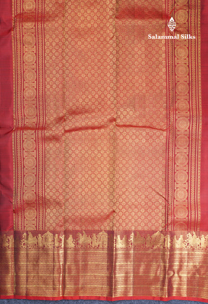 Maroon Pure Kanjivaram Silk Saree With Traditional Long Pallaku Evening Morning Border