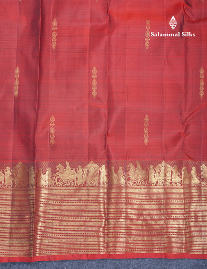 Maroon Pure Kanjivaram Silk Saree With Traditional Long Pallaku Evening Morning Border