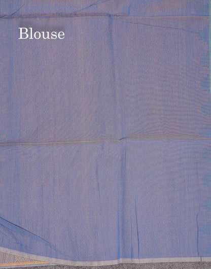 Rexona Green Beautiful Fancy Kora Cotton Saree With Contrast Blue Blouse
