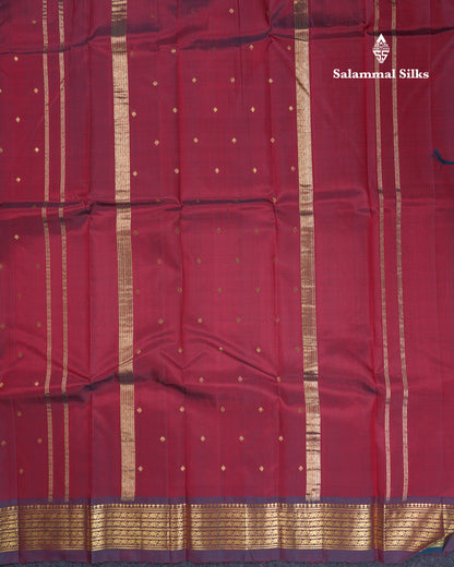 Beautiful Dark Maroon Pure Kanjivaram Silk Saree With One Side Traditional Border