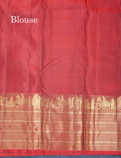 Maroon Pure Kanjivaram Silk Saree With Traditional Long Pallaku Evening Morning Border