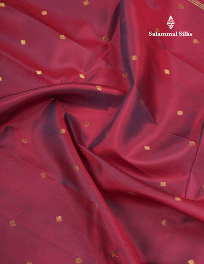 Beautiful Dark Maroon Pure Kanjivaram Silk Saree With One Side Traditional Border