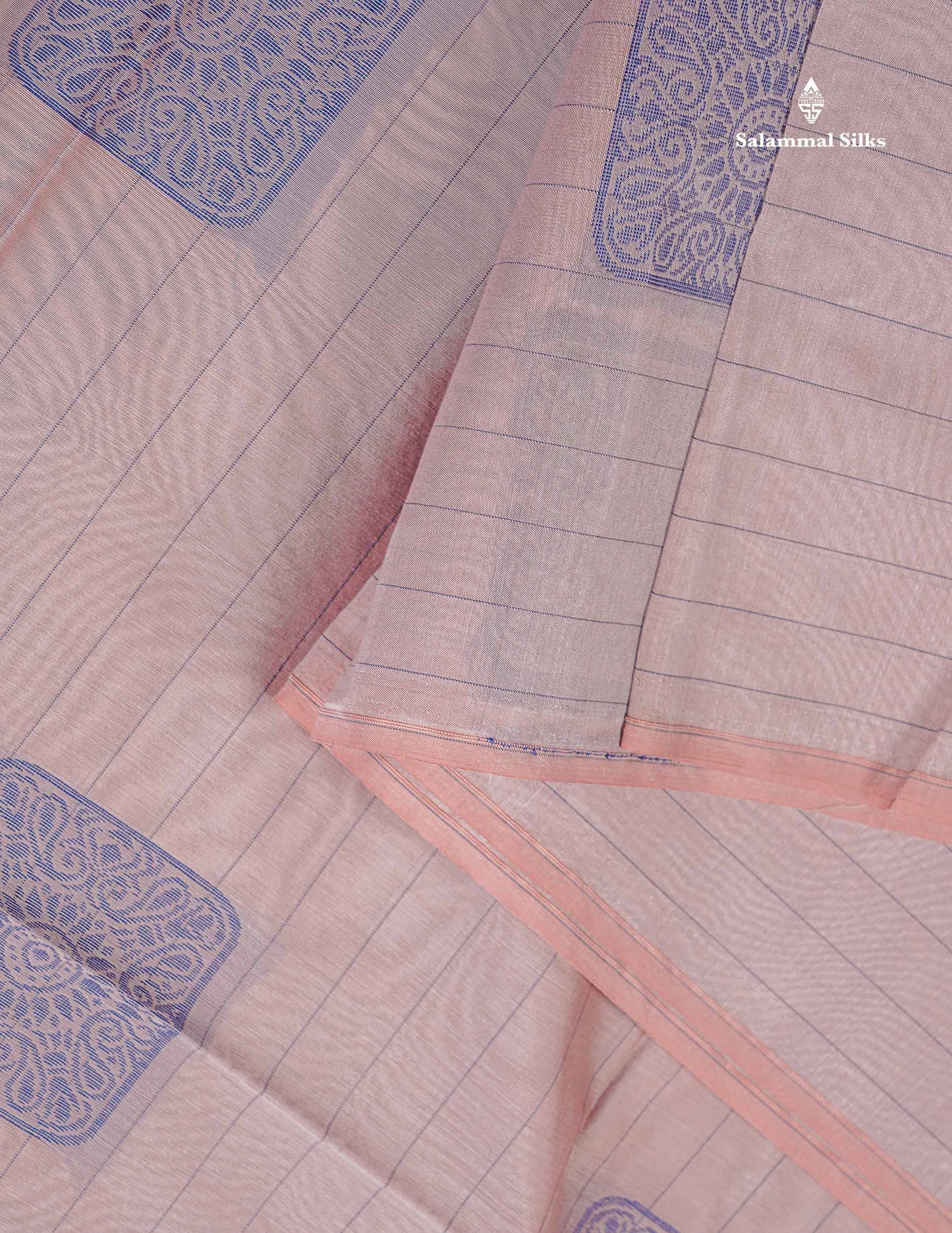 Kora Cotton Saree - Dual Tone Grey Colour Thread Butta And Lines With Contrast Pink Blouse