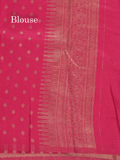 Bottle Green Semi Georgette Saree With Fancy Self Border
