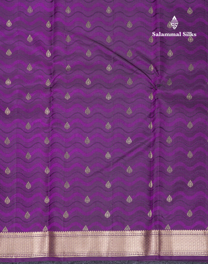Beautiful Dark Purple Pure Kanjivaram Silk Saree With Traditional Small Border