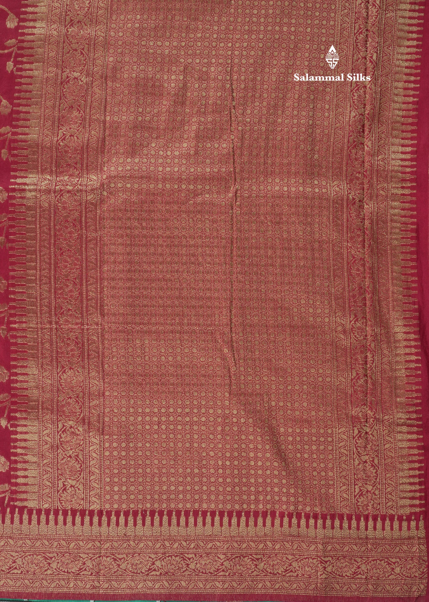 Bottle Green Semi Georgette Saree With Fancy Self Border