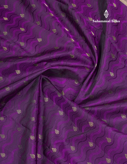 Beautiful Dark Purple Pure Kanjivaram Silk Saree With Traditional Small Border