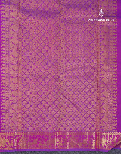 Beautiful Vadamalli Peacock & Chakaram Zari Butta Pure Kanjivaram Silk Saree With Traditional Pallaku Border