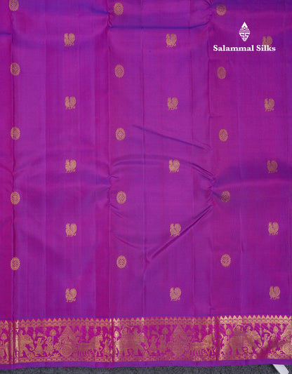 Beautiful Vadamalli Peacock & Chakaram Zari Butta Pure Kanjivaram Silk Saree With Traditional Pallaku Border