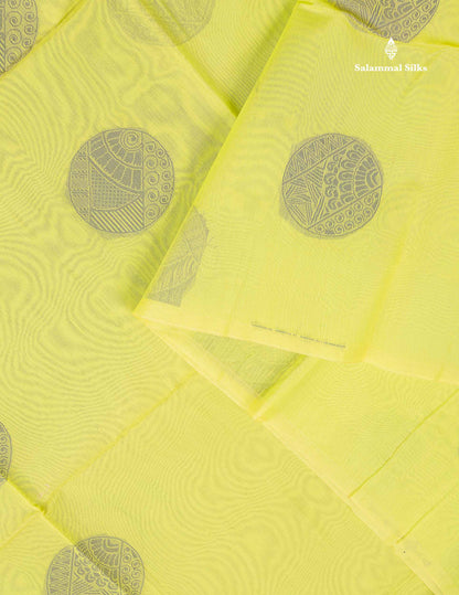 Cora Cotton Saree - Light Parrot Green Colour Body Thread Butta With Contrast Light Pink Blouse