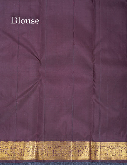 Bottle Green Pure Kanjivaram Silk Saree With Contrast Dark Brown Small Traditional Border